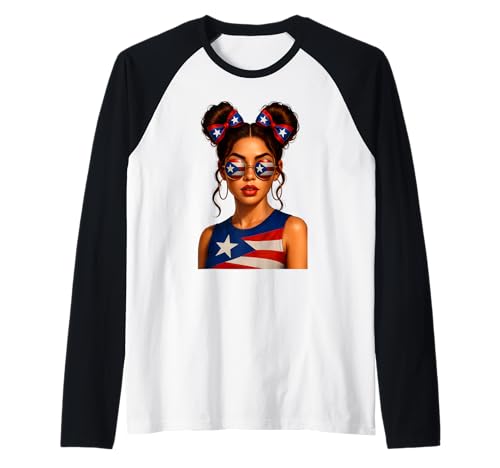 Heritage-Dutt mit Flagge von Puerto Rico für Mädchen, Damen Raglan von Boricua Puerto Rico Puerto Rican Flag Apparel
