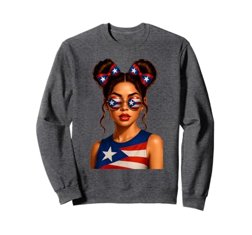 Heritage-Dutt mit Flagge von Puerto Rico für Mädchen, Damen Sweatshirt von Boricua Puerto Rico Puerto Rican Flag Apparel