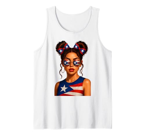 Heritage-Dutt mit Flagge von Puerto Rico für Mädchen, Damen Tank Top Heritage-Dutt mit Flagge von Puerto Rico für Mädchen, Damen Tank Top von Boricua Puerto Rico Puerto Rican Flag Apparel