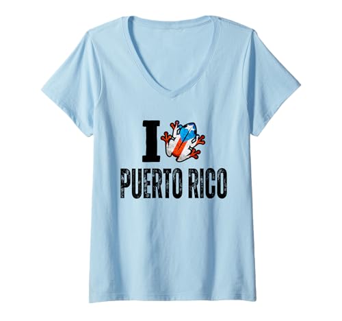 Damen I Heart Puerto Rico Frosch Coqui Boricua Puertorican Flagge 2025 T-Shirt mit V-Ausschnitt Damen I Heart Puerto Rico Frosch Coqui Boricua Puertorican Flagge 2025 T-Shirt mit V-Ausschnitt von Boricua made in Puerto Rico