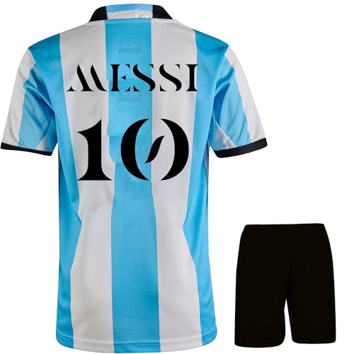 Boriverae LMS10#10 Trikot Kinder Set – Argentinien Heim und Auswärts Fan Trikot mit Shorts – Fußball Trikot für Kinder – Neu Saison – Jugendgrößen 164 von Boriverae