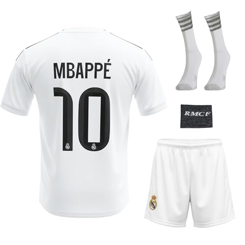 Boriverae Mbappe Nr.10 Kinder Trikot Set Madrid 2026 Heimfarben Fan Outfit mit Shorts Fußball Trikot Jungen Training Freizeit Neu Saison 176 von Boriverae