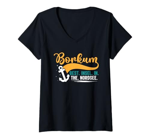 Damen BORKUM Best Insel IN The NORDSEE Lustiges Borkumer Insel T-Shirt mit V-Ausschnitt von Borkum Geschenk Nordsee Shirt Borkumer Insel