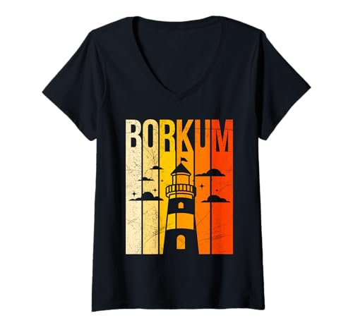 Damen Borkumer Insel BORKUM Nordsee Urlaub Lustig Borkum T-Shirt mit V-Ausschnitt von Borkum Geschenk Nordsee Shirt Borkumer Insel