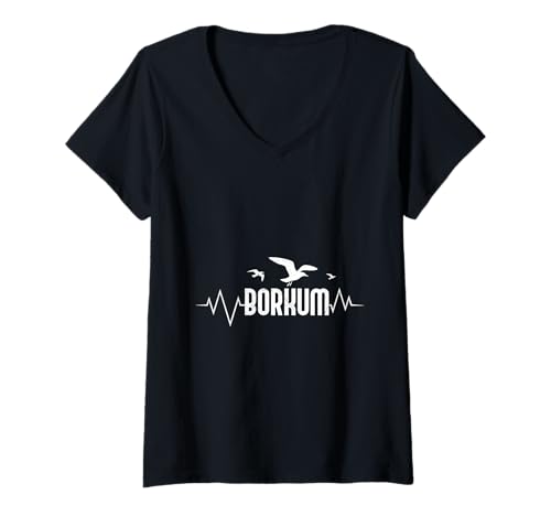 Damen Borkumer Insel BORKUM Nordsee Urlaub Lustig Borkum T-Shirt mit V-Ausschnitt von Borkum Geschenk Nordsee Shirt Borkumer Insel