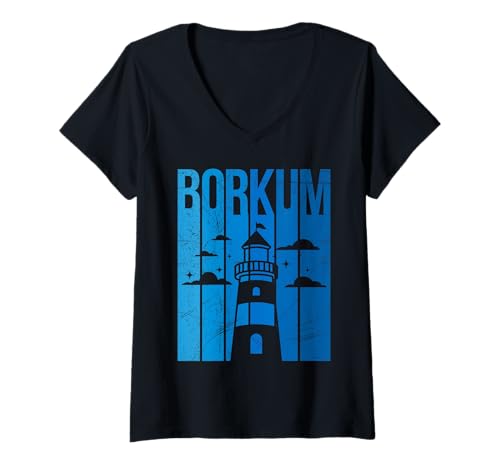 Damen Borkumer Insel BORKUM Nordsee Urlaub Lustig Borkum T-Shirt mit V-Ausschnitt von Borkum Geschenk Nordsee Shirt Borkumer Insel