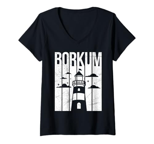 Damen Borkumer Insel BORKUM Nordsee Urlaub Lustig Borkum T-Shirt mit V-Ausschnitt von Borkum Geschenk Nordsee Shirt Borkumer Insel
