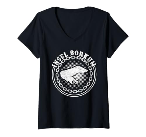 Damen Nordsee Urlaub Insel BORKUM Lustiges Borkumer T-Shirt mit V-Ausschnitt von Borkum Geschenk Nordsee Shirt Borkumer Insel