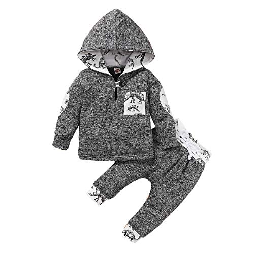 Baby Boys Camouflage Hoodie Trainingsanzug Set Kapuze Sweatshirt Top Hose mit Taschenkleidung Outfit (Grau, 18-24 Monate) von Borlai