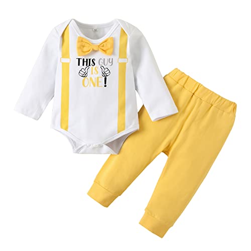 Borlai Baby Junge 1. Geburtstag Outfits Fliege Strampler Hosenträger Hosen Gentleman Kleidung Set von Borlai