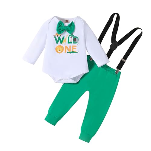 Borlai Baby Junge 1. Geburtstag Outfits Fliege Strampler Hosenträger Hosen Gentleman Kleidung Set von Borlai