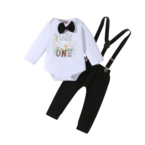 Borlai Baby Junge 1. Geburtstag Outfits Fliege Strampler Hosenträger Hosen Gentleman Kleidung Set von Borlai