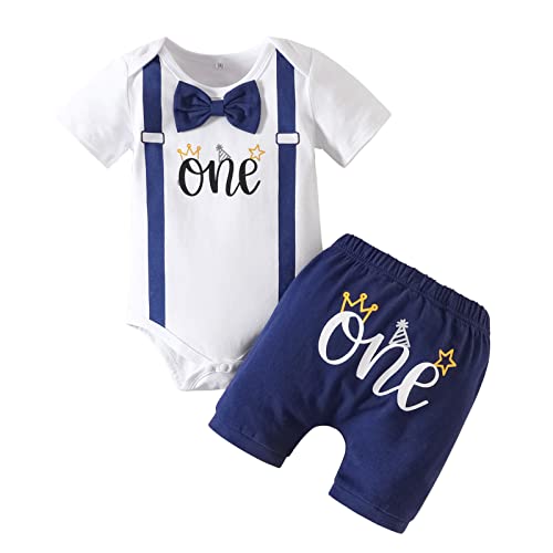 Borlai Baby Junge 1. Geburtstag Outfits Fliege Strampler Hosenträger Hosen Gentleman Kleidung Set von Borlai