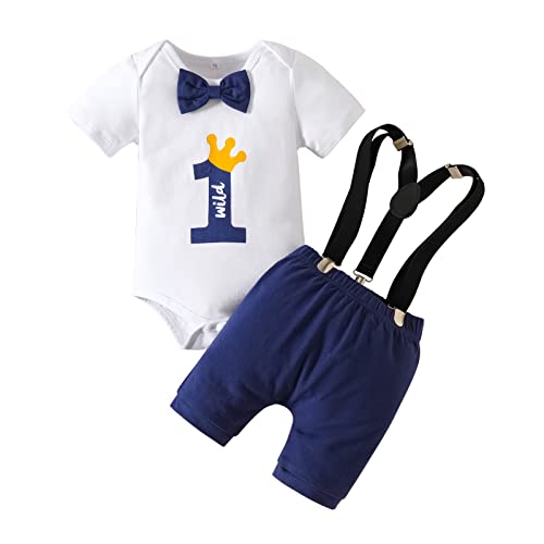 Borlai Baby Junge 1. Geburtstag Outfits Fliege Strampler Hosenträger Hosen Gentleman Kleidung Set von Borlai