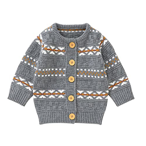 Borlai Baby Strickjacke Pullover Neugeborene Mädchen Jungen Pullover Strickwaren Knöpfe Langarm Rundhals Jacke Mantel Oberbekleidung Tops Herbst Winter Warme Kleidung von Borlai