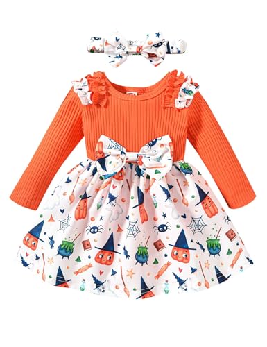 Borlai Kleinkind Baby Mädchen Kleidung Set Langarm Rüschen Strampler Kleid Floral Gedruckt Bow Rock Jumpsuit Onesie Outfit von Borlai