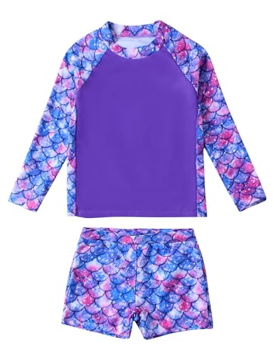 Borlai Mädchen 2 Stück Rash Guard Badeanzug mit Langen Ärmeln Tankini für lila Meerjungfrau 3-4 Jahre Borlai Mädchen 2 Stück Rash Guard Badeanzug mit Langen Ärmeln Tankini für lila Meerjungfrau 3-4 Jahre von Borlai