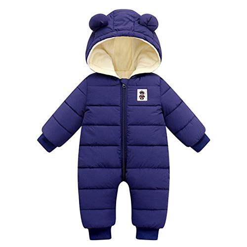 Borlai Neugeborenes Baby Mädchen Jungen Winter Warm Schneeanzug Kapuze Strampler Doppelreißverschluss Overall Mantel Jacke von Borlai