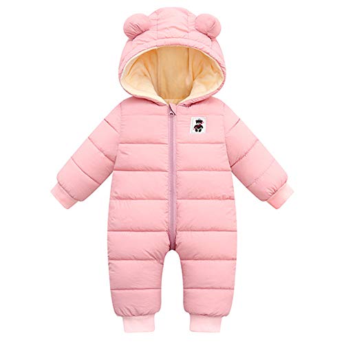 Borlai Neugeborenes Baby Mädchen Jungen Winter Warm Schneeanzug Kapuze Strampler Doppelreißverschluss Overall Mantel Jacke von Borlai