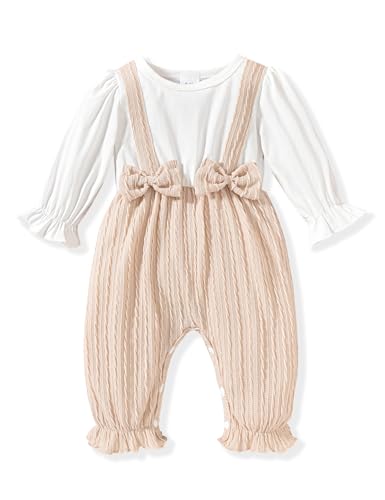 Borlai Neugeborenes Baby Mädchen Kleidung Rüschen Strampler Baumwolle Gerippt Jumpsuit Spielanzug Niedliche Bow Body Baby Onesie Outfit von Borlai