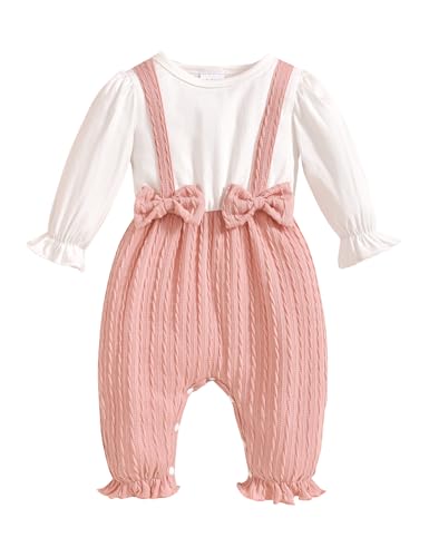 Borlai Neugeborenes Baby Mädchen Kleidung Rüschen Strampler Baumwolle Gerippt Jumpsuit Spielanzug Niedliche Bow Body Baby Onesie Outfit von Borlai