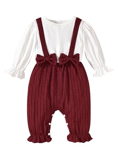 Borlai Neugeborenes Baby Mädchen Kleidung Rüschen Strampler Baumwolle Gerippt Jumpsuit Spielanzug Niedliche Bow Body Baby Onesie Outfit von Borlai