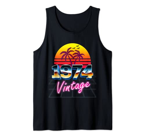 Vintage 1974 Hemd Retro 80er Jahre Stil 48. Geburtstag Herren Damen Tank Top von Born 1974 48th Birthday Retro 80's Style