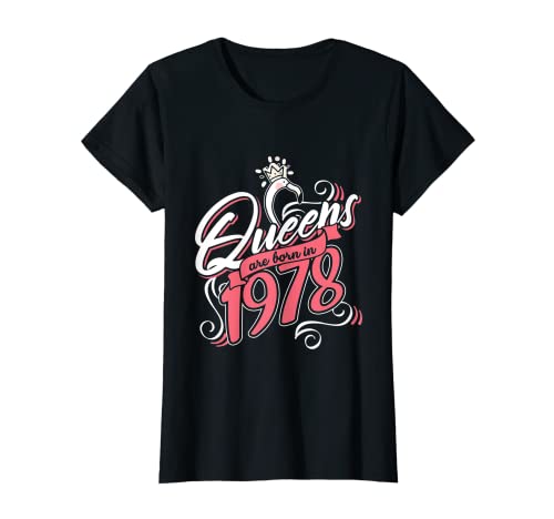 Damen Queens Are Born In 1978 Bday Flamingo Geschenke 44. Geburtstag T-Shirt von Born In 1978 Design Flamingo 44 Years Old Gifts