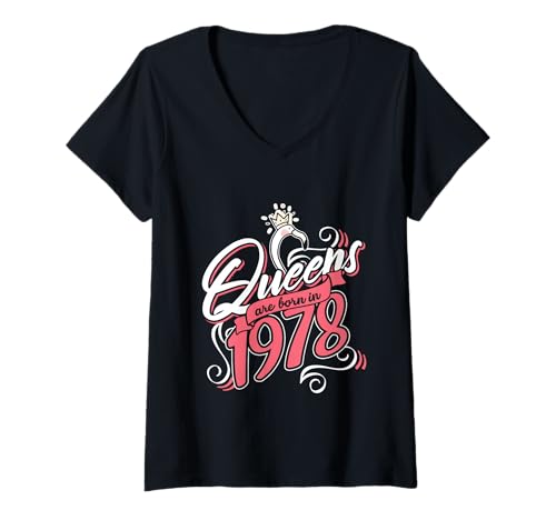Damen Queens Are Born In 1978 Bday Flamingo Geschenke 45. Geburtstag T-Shirt mit V-Ausschnitt Damen Queens Are Born In 1978 Bday Flamingo Geschenke 45. Geburtstag T-Shirt mit V-Ausschnitt von Born In 1978 Design Flamingo 45 Years Old Gifts