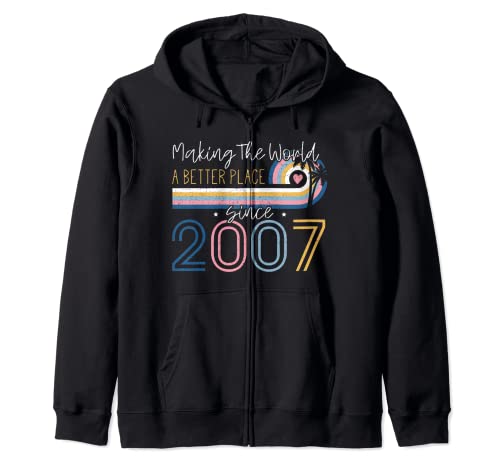 15 Jahre altes Mädchen, das die Welt besser macht, seit 2007 Kapuzenjacke 15 Jahre altes Mädchen, das die Welt besser macht, seit 2007 Kapuzenjacke von Born In 2007 Shirts For Girls 15 Years Old Gifts