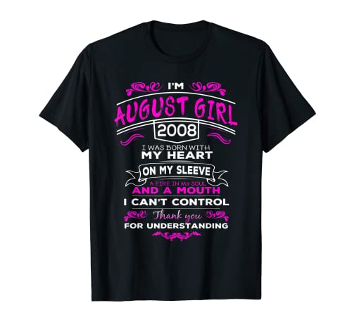 Geboren im August 2008 Ich bin August Girl 2008 Geburtstag T-Shirt Geboren im August 2008 Ich bin August Girl 2008 Geburtstag T-Shirt von Born In August 2008 I'm August Girl 2008 Birthday