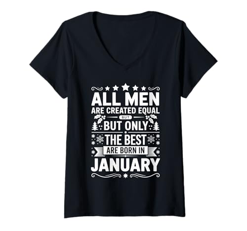 Damen Alle Männer sind gleich geschaffen die besten geboren Januar Geburtstag T-Shirt mit V-Ausschnitt von Born January birthday tee