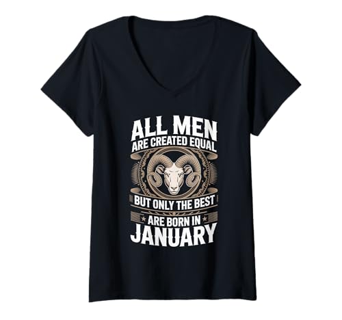 Damen Alle Männer sind gleich geschaffen die besten geboren Januar Geburtstag T-Shirt mit V-Ausschnitt von Born January birthday tee