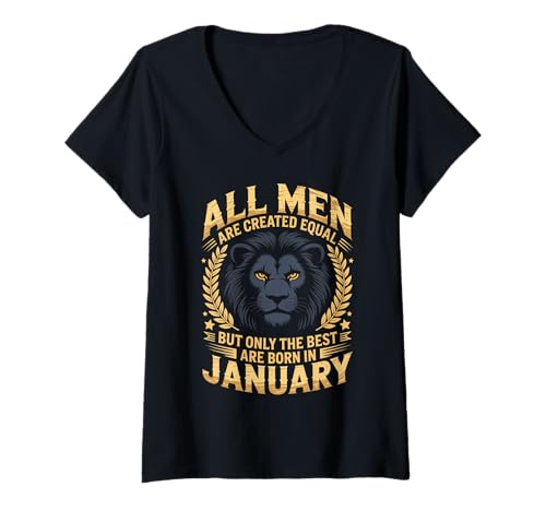 Damen Alle Männer sind gleich geschaffen die besten geboren Januar Geburtstag T-Shirt mit V-Ausschnitt von Born January birthday tee