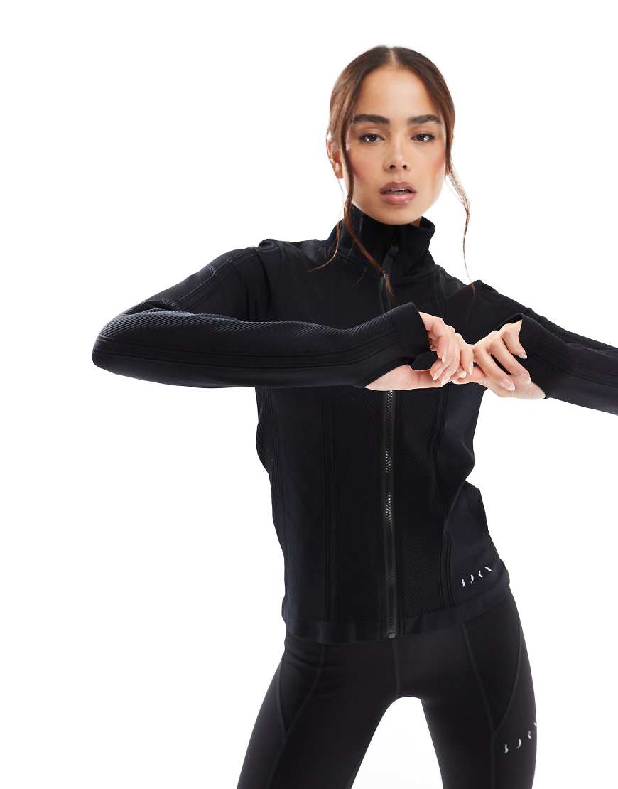 Born Living Yoga - India - Nahtlose Sportjacke in Schwarz Born Living Yoga - India - Nahtlose Sportjacke in Schwarz von Born Living Yoga