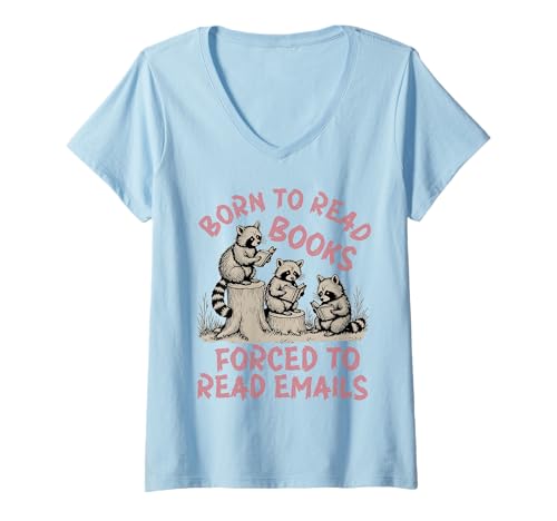 Damen Born To Read Books Forced To Read E-Mails Book Lover Bookworm T-Shirt mit V-Ausschnitt Damen Born To Read Books Forced To Read E-Mails Book Lover Bookworm T-Shirt mit V-Ausschnitt von Born To Read Books Forced Book Lover