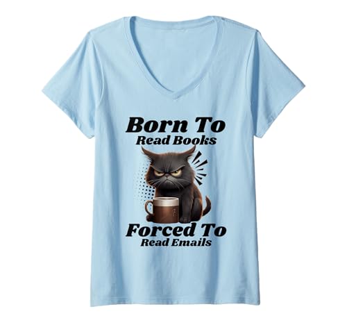 Damen Born To Read Books Forced To Read Emails T-Shirt mit V-Ausschnitt Damen Born To Read Books Forced To Read Emails T-Shirt mit V-Ausschnitt von Born To Read Books Forced To Read Emails Tee