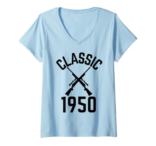 Damen Classic 1950 mit Jagdgewehren T-Shirt mit V-Ausschnitt Damen Classic 1950 mit Jagdgewehren T-Shirt mit V-Ausschnitt von Born and hunting in the 50's