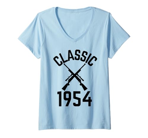 Damen Classic 1954 mit Jagdgewehren T-Shirt mit V-Ausschnitt Damen Classic 1954 mit Jagdgewehren T-Shirt mit V-Ausschnitt von Born and hunting in the 50's