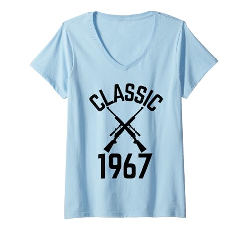 Damen Classic 1967 mit Jagdgewehren T-Shirt mit V-Ausschnitt Damen Classic 1967 mit Jagdgewehren T-Shirt mit V-Ausschnitt von Born and hunting in the 60's