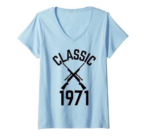Damen Classic 1971 mit Jagdgewehren T-Shirt mit V-Ausschnitt von Born and hunting in the 70's