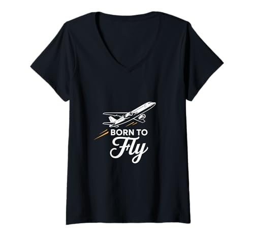 Damen Born Fly Lustiges Grafikdesign von Born to Fly T-Shirt mit V-Ausschnitt Damen Born Fly Lustiges Grafikdesign von Born to Fly T-Shirt mit V-Ausschnitt von Born fly shirts for who born to fly sayings funny