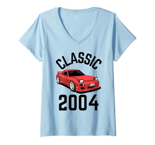 Damen Classic 2004 mit Auto T-Shirt mit V-Ausschnitt Damen Classic 2004 mit Auto T-Shirt mit V-Ausschnitt von Born in the 2000's