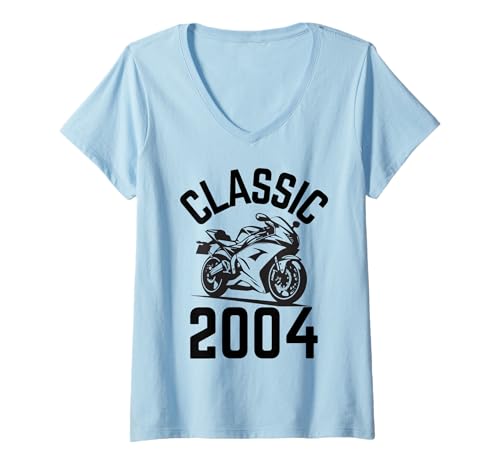 Damen Classic 2004 mit Motorrad T-Shirt mit V-Ausschnitt Damen Classic 2004 mit Motorrad T-Shirt mit V-Ausschnitt von Born in the 2000's