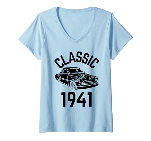 Damen Classic 1941 mit Auto T-Shirt mit V-Ausschnitt Damen Classic 1941 mit Auto T-Shirt mit V-Ausschnitt von Born in the 40's