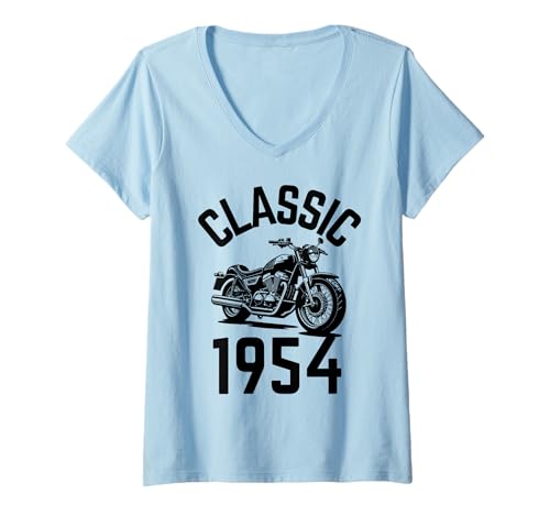 Damen Classic 1954 mit Motorrad T-Shirt mit V-Ausschnitt Damen Classic 1954 mit Motorrad T-Shirt mit V-Ausschnitt von Born in the 50's