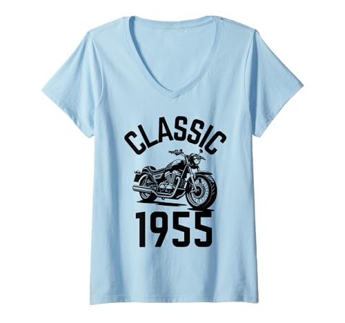 Damen Classic 1955 mit Motorrad T-Shirt mit V-Ausschnitt Damen Classic 1955 mit Motorrad T-Shirt mit V-Ausschnitt von Born in the 50's