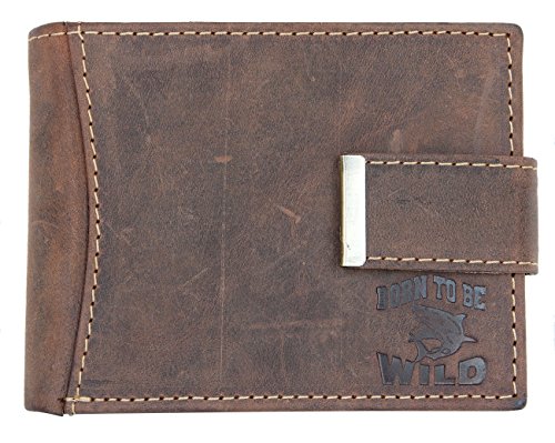 Born to be Wild Herren Braun Naturleder Portemonnaie mit einem Hai von Born to be Wild
