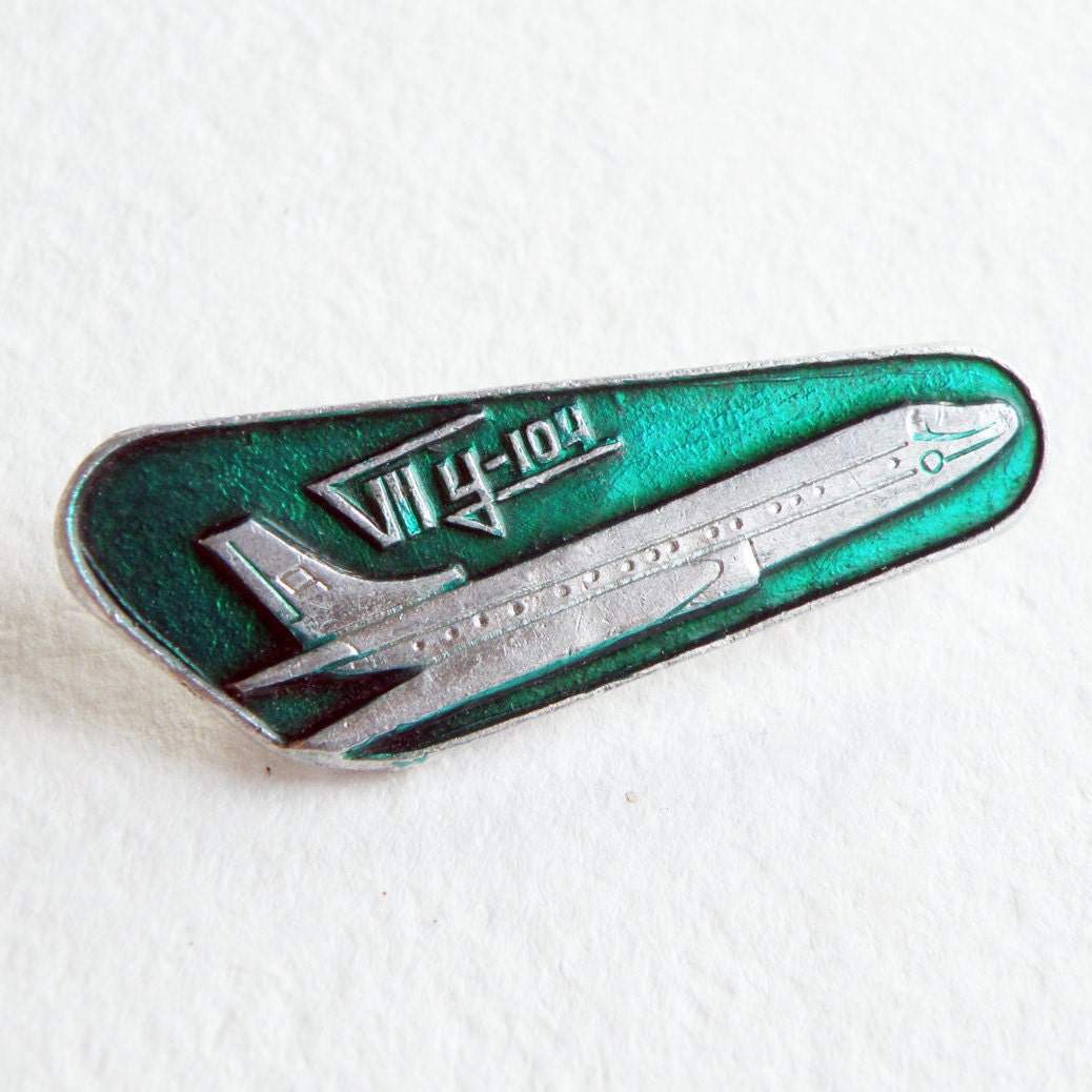 Tu-104 Flugzeug Emaille Pin Der Udssr Abzeichen Smaragdgrün Rucksackstifte Reisegeschenke von BornInTheSoviet