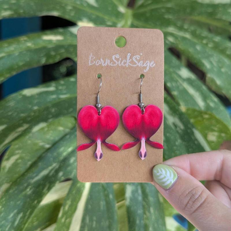 Tränendes Herz Handgemachte Ohrringe/Pflanzengeschenk Zum Valentinstag von BornSickSage